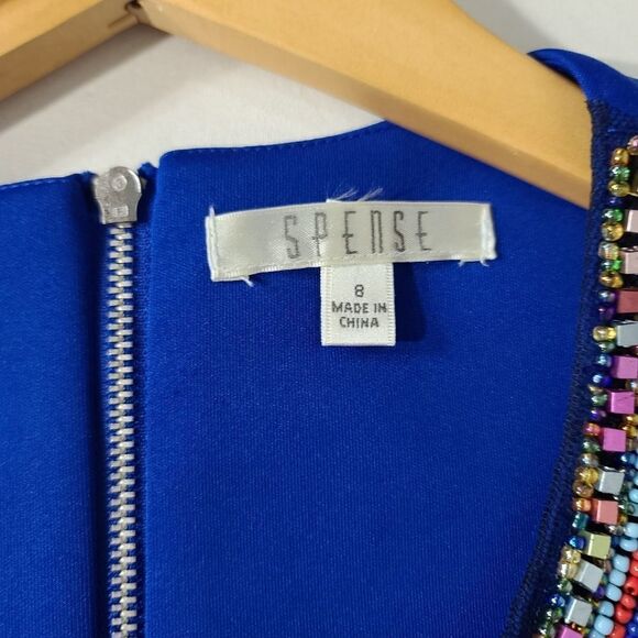 Intense Cobalt Sleeveless Beaded A-Line Dress - Picture 5 of 12